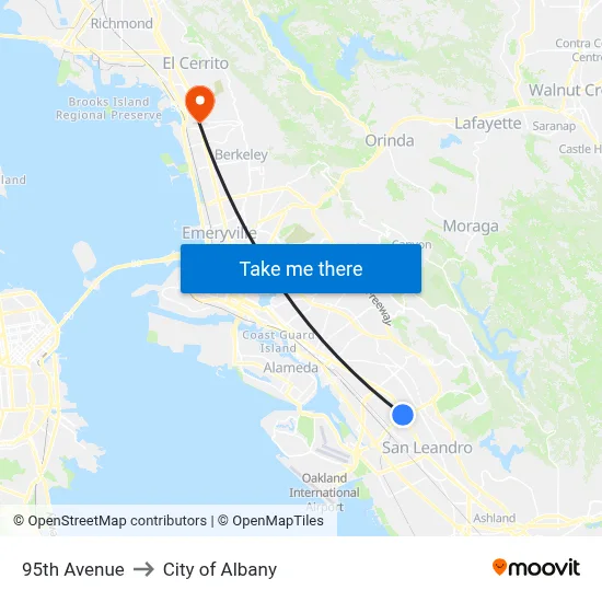 95th Avenue to City of Albany map