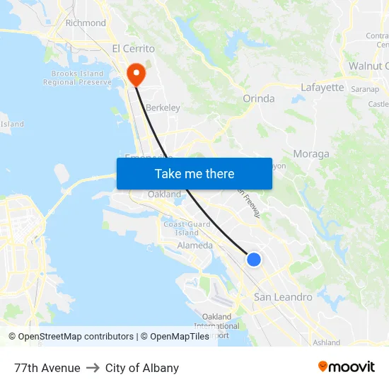 77th Avenue to City of Albany map
