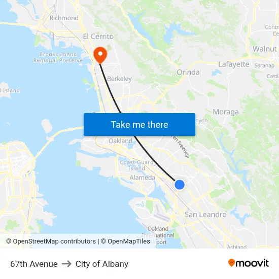 67th Avenue to City of Albany map