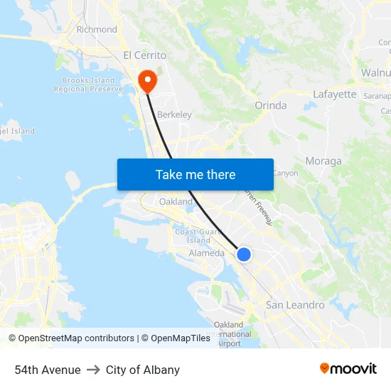 54th Avenue to City of Albany map