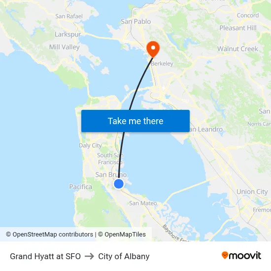 Grand Hyatt at SFO to City of Albany map
