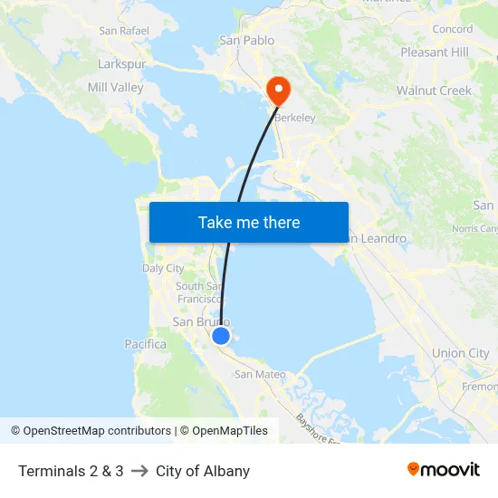 Terminals 2 & 3 to City of Albany map