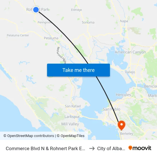 Commerce Blvd N & Rohnert Park Expy to City of Albany map