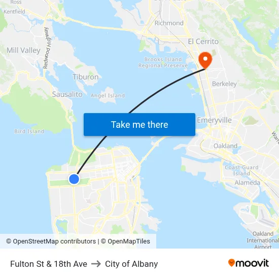 Fulton St & 18th Ave to City of Albany map