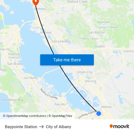 Baypointe Station to City of Albany map
