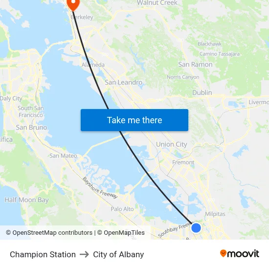 Champion Station to City of Albany map