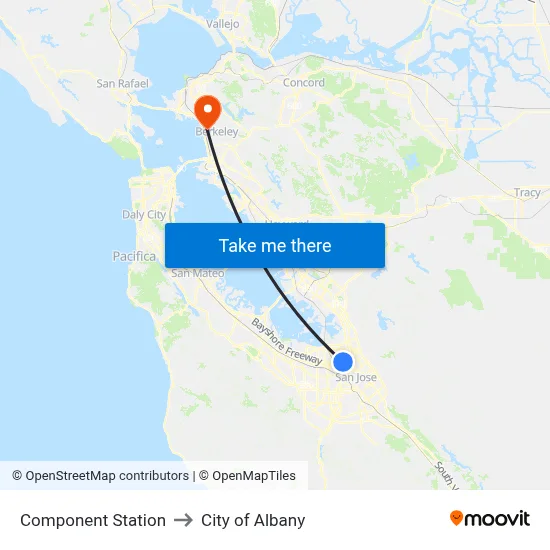 Component Station to City of Albany map