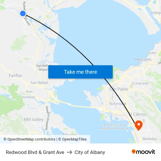 Redwood Blvd & Grant Ave to City of Albany map