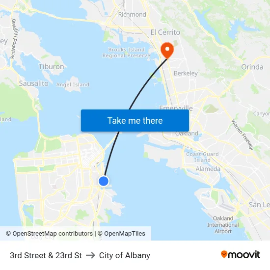 3rd Street & 23rd St to City of Albany map