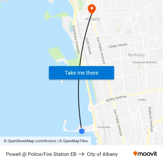 Powell @ Police/Fire Station EB to City of Albany map