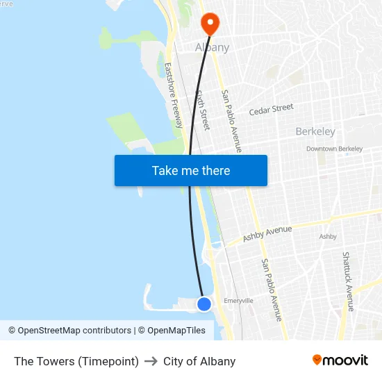 The Towers (Timepoint) to City of Albany map