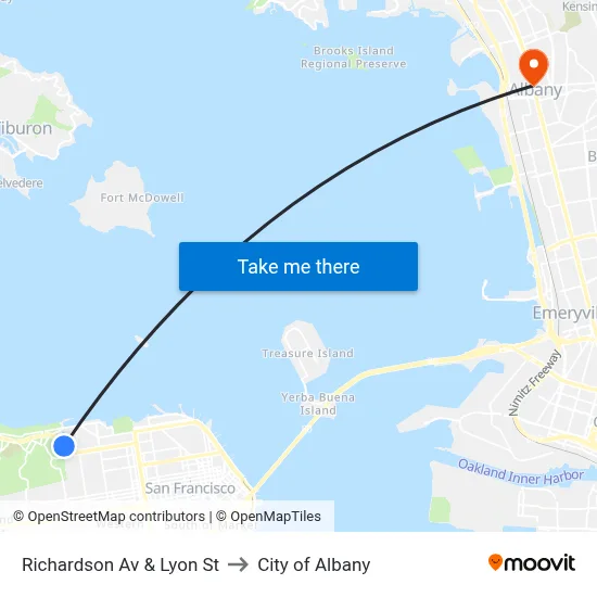 Richardson Av & Lyon St to City of Albany map