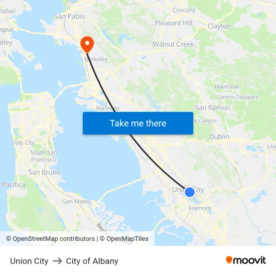 Union City to City of Albany map