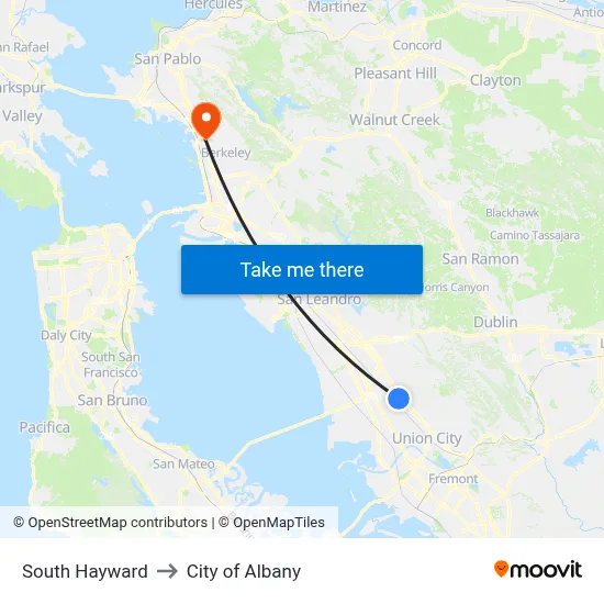 South Hayward to City of Albany map