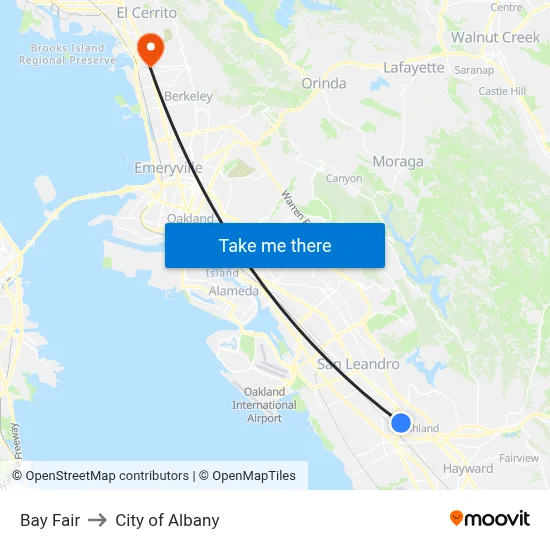 Bay Fair to City of Albany map