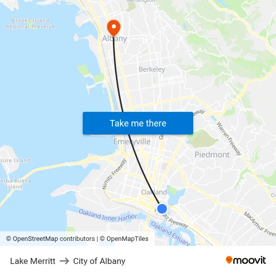 Lake Merritt to City of Albany map