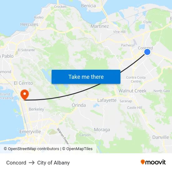 Concord to City of Albany map