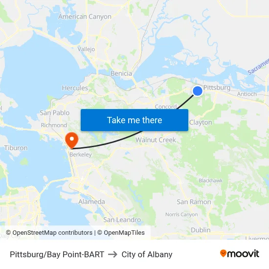 Pittsburg/Bay Point-BART to City of Albany map