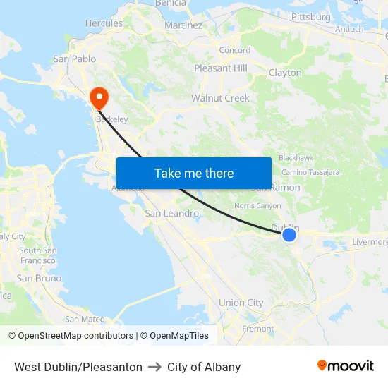 West Dublin/Pleasanton to City of Albany map