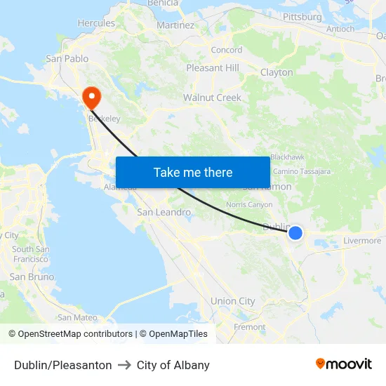 Dublin/Pleasanton to City of Albany map