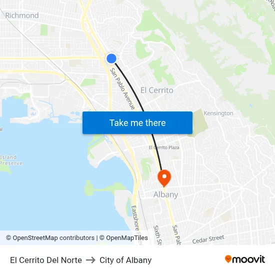 El Cerrito Del Norte to City of Albany map