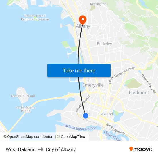 West Oakland to City of Albany map