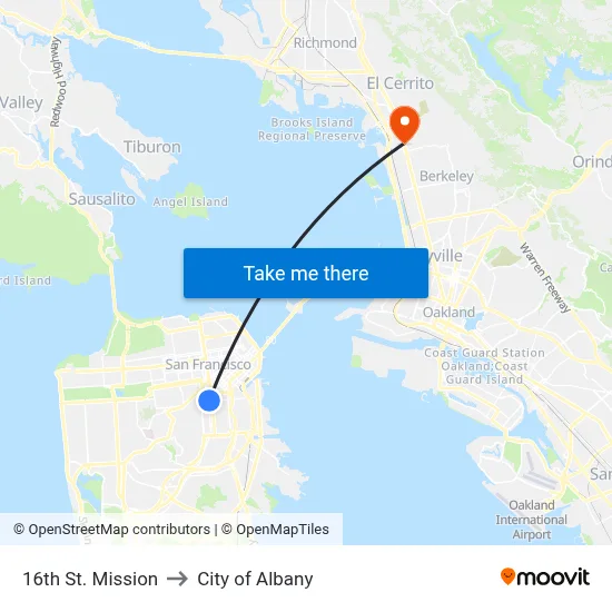 16th St. Mission to City of Albany map