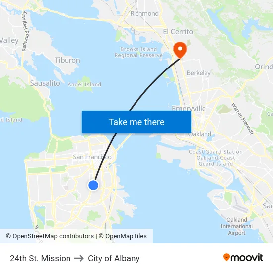 24th St. Mission to City of Albany map