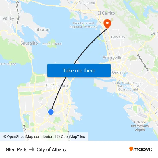 Glen Park to City of Albany map