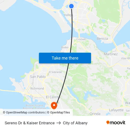 Sereno Dr & Kaiser Entrance to City of Albany map