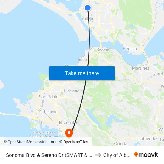 Sonoma Blvd & Sereno Dr (SMART & Final) to City of Albany map