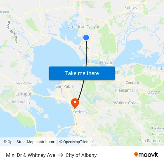 Mini Dr & Whitney Ave to City of Albany map