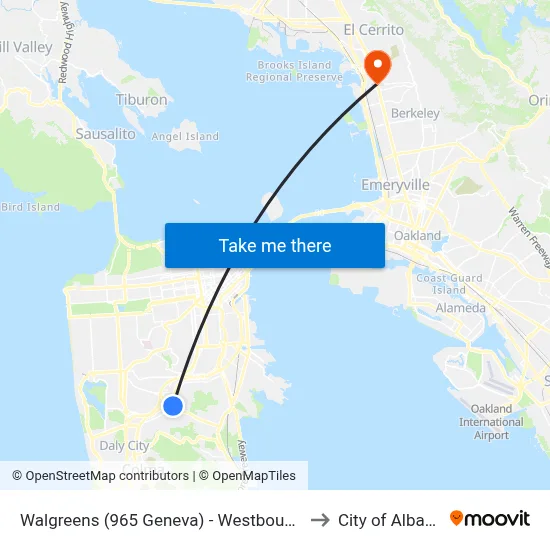 Walgreens (965 Geneva) - Westbound to City of Albany map
