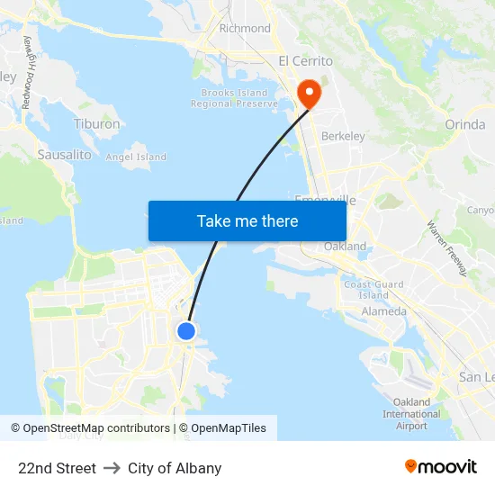 22nd Street to City of Albany map