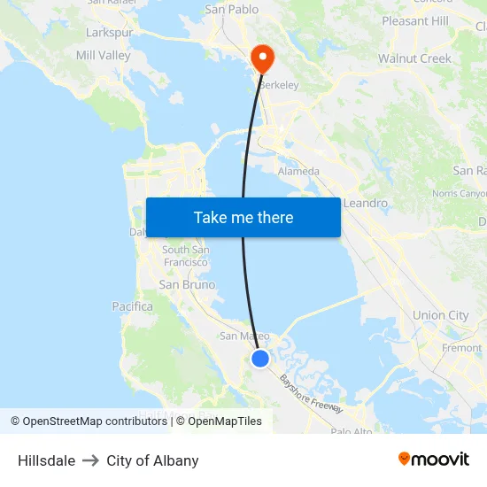 Hillsdale to City of Albany map