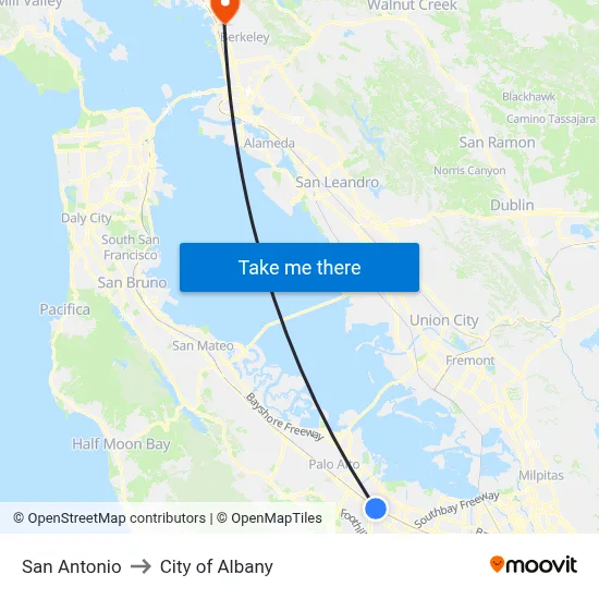 San Antonio to City of Albany map