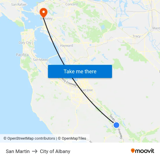 San Martin to City of Albany map