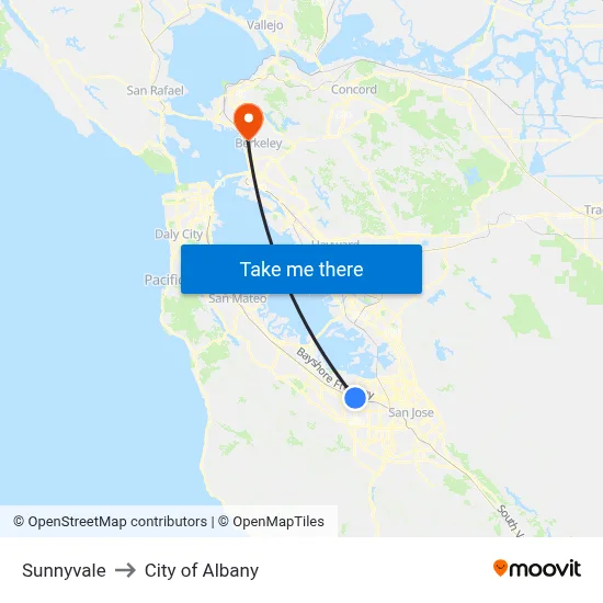 Sunnyvale to City of Albany map