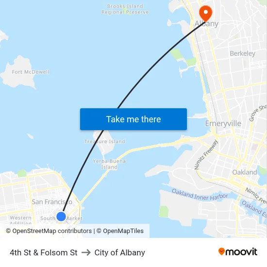 4th St & Folsom St to City of Albany map