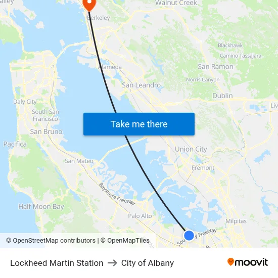 Lockheed Martin Station to City of Albany map