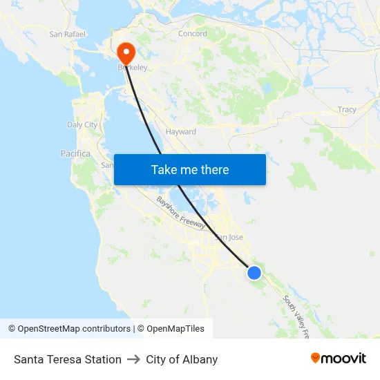 Santa Teresa Station to City of Albany map