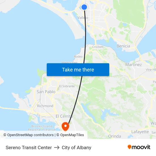 Sereno Transit Center to City of Albany map