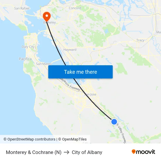 Monterey & Cochrane (N) to City of Albany map