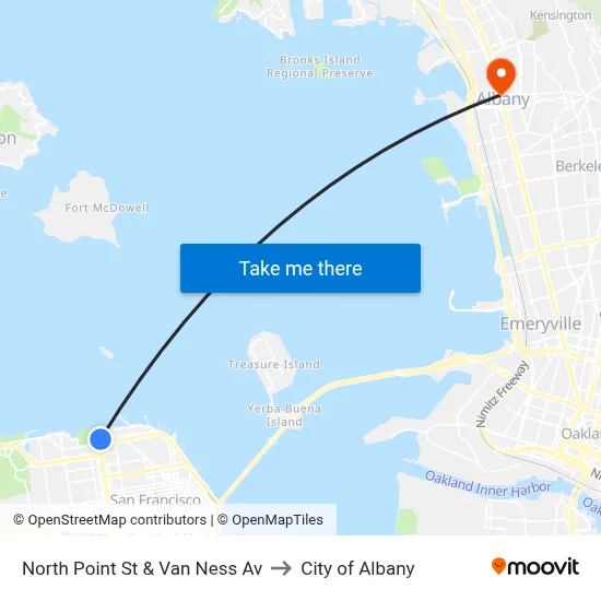 North Point St & Van Ness Av to City of Albany map