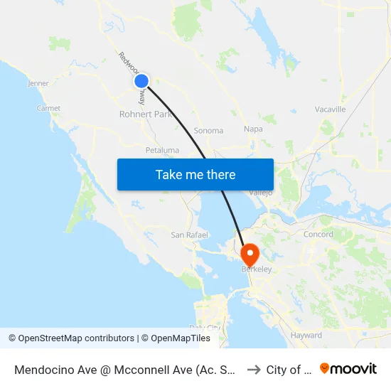 Mendocino Ave @ Mcconnell Ave (Ac. Santa Rosa Junior College) to City of Albany map