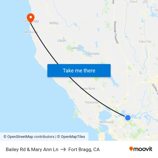 Bailey Rd & Mary Ann Ln to Fort Bragg, CA map