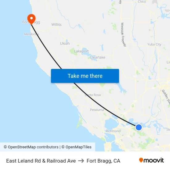 East Leland Rd & Railroad Ave to Fort Bragg, CA map