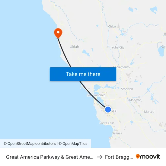 Great America & Great America Way (S) to Fort Bragg, CA map