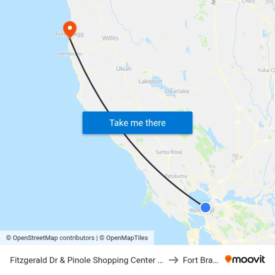 Fitzgerald Dr & Pinole Shopping Center (Target/Applebees) to Fort Bragg, CA map