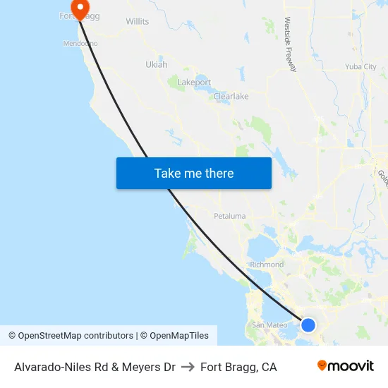 Alvarado-Niles Rd & Meyers Dr to Fort Bragg, CA map